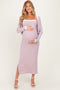 Light Pink/ White Color Block Sleeveless Fitted Dress Maternity Cardigan Set