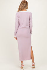 Light Pink/ White Color Block Sleeveless Fitted Dress Maternity Cardigan Set