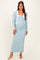 Light Blue/ White Color Block Sleeveless Fitted Dress Maternity Cardigan Set