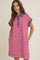 Burgundy/Cream Relaxed Fit Striped Polo Mini Dress