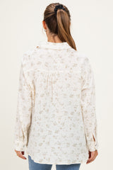 Sage Floral Cotton Gauze Button-Down Maternity Shirt