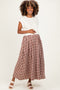 Cream/Mocha Plaid Cap Sleeve Maternity Midi Dress