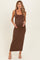 Brown Fitted Cutout Maternity Maxi Tank Dress
