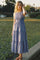 Blue Polka Dot Smocked Tiered Maxi Dress
