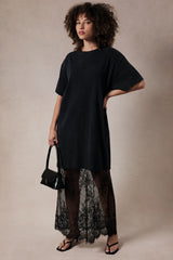 Black Lace Bottom T-Shirt Dress