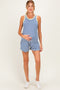 Navy Striped Solid Trim Tank Short Maternity Set
