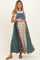 Denim Plaid Colorblock Overall Maternity Dress