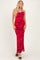 Red Printed Crisscross Back Maxi Dress