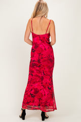 Red Printed Crisscross Back Maxi Dress