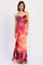 Pink Printed Crisscross Back Maxi Dress