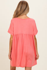 Coral V-Neck Basic Maternity Dress