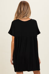 Black V-Neck Basic Maternity Dress