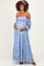 Blue Off Shoulder Long Sleeve Maternity Maxi Dress