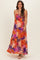Sunset Tropical Print Halter Maternity Maxi Dress