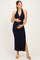 Navy Knit Halter Gold Ring Maternity Maxi Dress