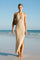 Cream Knit Halter Gold Ring Maxi Dress