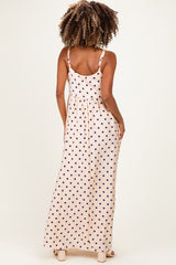 Cream/ Navy Polka Dot Sleeveless Maternity Maxi Dress