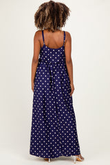 Navy/ Cream Polka Dot Sleeveless Maternity Maxi Dress