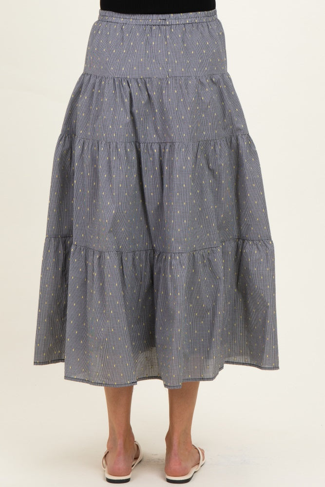 Black Printed Tiered Maternity Maxi Skirt