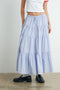 Light Blue Printed Tiered Maxi Skirt