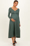 Olive Ribbed Knit Long Sleeve Maternity Maxi Dress