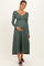 Olive Ribbed Knit Long Sleeve Maternity Maxi Dress