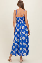 Cobalt Printed Square Neck Smocked Maternity Maxi Dress