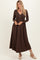 Brown Ribbed Knit Long Sleeve Maxi Dress