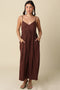 Brown Linen Blend Sleeveless Maxi Dress