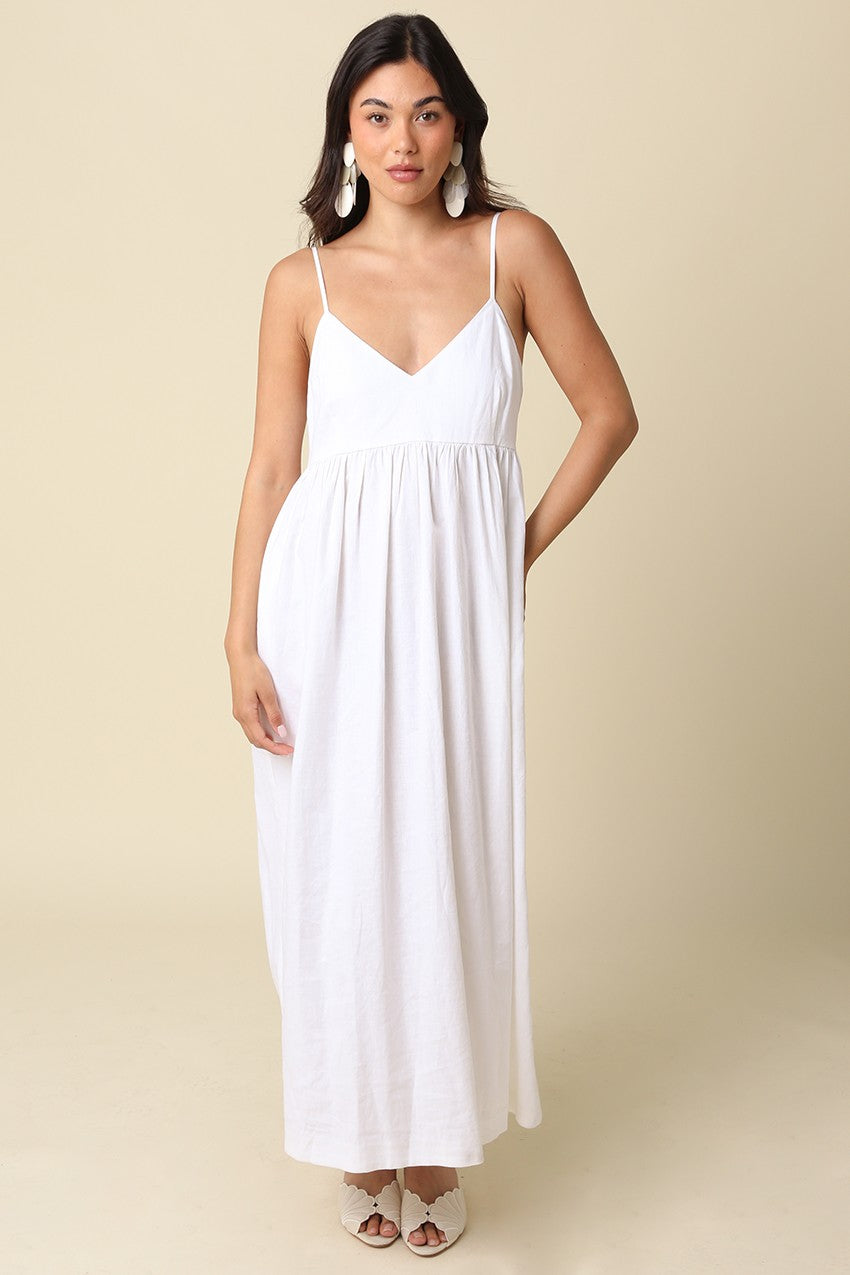 Off White Linen Blend Sleeveless Maternity Maxi Dress