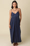 Navy Linen Blend Sleeveless Maxi Dress