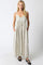Natural Striped V-Neck Sleeveless Maxi Dress