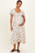 Ivory Floral Flutter Sleeve Smocked Maternity Midi Dress