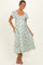 Sage Floral Flutter Sleeve Smocked Maternity Midi Dress