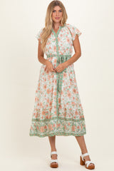 Olive Contrast Floral Maternity Shirt Dress