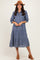 Blue Gingham Button Up Tiered Midi Dress