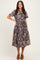Navy Blue Floral Button Up Midi Dress