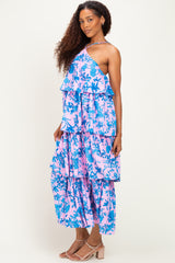 Pink Floral Flowy Tiered Maxi Dress