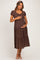 Brown Polka Dot Short Sleeve Maternity Midi Dress