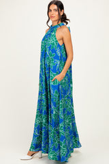 Royal Floral Halter Maxi Dress