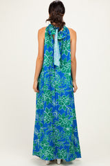 Royal Floral Halter Maxi Dress
