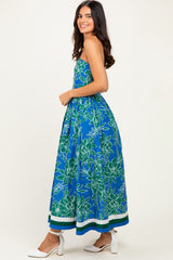 Royal Floral Strapless Midi Dress