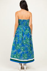 Royal Floral Strapless Midi Dress