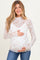 Taupe Floral Sheer Mesh High Neckline Maternity Top