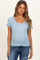 Blue Floral Ruffle Trim Maternity Henley Top
