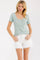 Sage Stripe Scoop Neck Henley Top