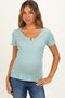 Sage Stripe Scoop Neck Henley Maternity Top