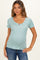 Sage Stripe Scoop Neck Henley Maternity Top