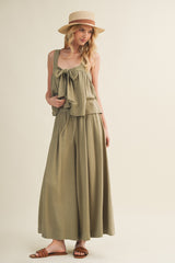 Cactus Elastic Waist Wide Leg Culottes Pants