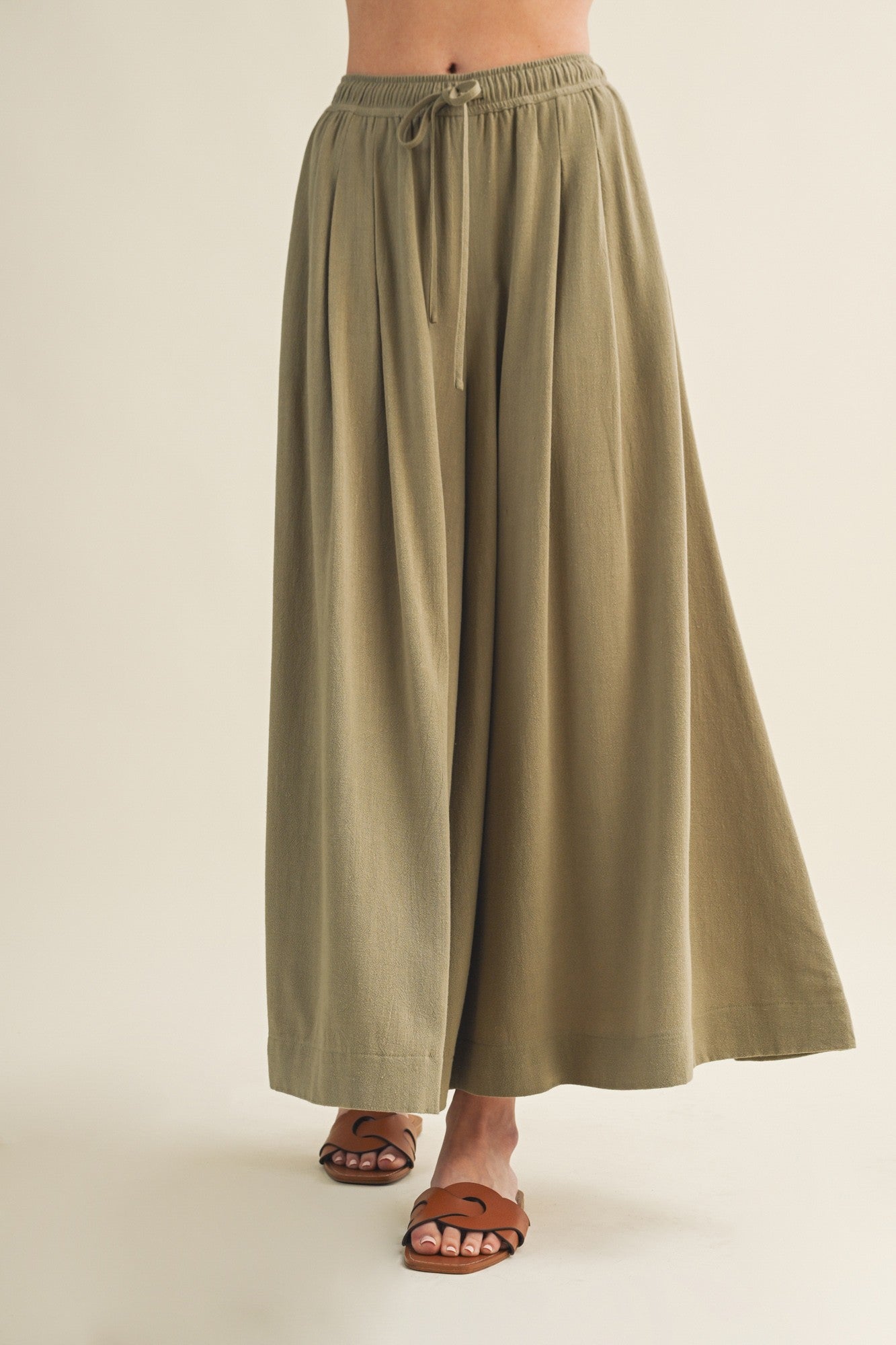 Cactus Elastic Waist Wide Leg Culottes Maternity Pants